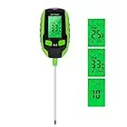 Justmetr Soil PH Meter, 5 in 1 Soil Tester Moisture, Digital Plant Thermometer Test, Moisture Meter Light and PH Tester for Plants, Gardens (Green)…