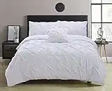 Aaryan Linen Pintuck Duvet Cover Sets - King Size Duvet Covers - Perfect King Size Bedding Sets with Pillow Cases & Complementary Pintuck Cushion Cover – White