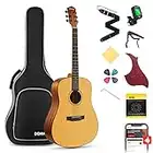 Donner Acoustic Guitar Kit for Beginner Adult Teen Full Size 41 Inch Dreadnought Acoustique Guitare Starter Bundle Set with Padded Gig Bag Strap Tuner Capo Pickguard String Picks Cloth, Right Hand, Natural, DAG-1/DAD-110