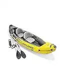 INTEX 68307EP Explorer K2 Inflatable Kayak Set: Includes Deluxe 86in Aluminum Oars and High-Output Pump – SuperStrong PVC – Adjustable Seats with Backrest – 2-Person – 400lb Weight Capacity