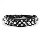 Filhome Leder Hundehalsband mit Spikes und Nieten Gotik Punk Verstellbar Halsband für Kleine Mittelgroße Große Hunde Schwarz