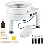 VEVOR Pottery Wheel, 11in Ceramic Wheel Forming Machine, 0-300RPM Speed Manual Adjustable 0-7.8in Lift Leg, Foot Pedal Detachable Basin, Sculpting Tool Accessory Kit for Work Art Craft DIY, White