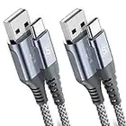 2-Pack 2M USB C Cable 3.1A Fast Charger Cable Braided Compatible for Samsung Flip/Fold z3 S10 S9 S8 S20 S21 S22 S23 A14/13/12 A34/33/32 A54/53/52/51/50 A23/22/21/20 A71/70 A03s Note 20/10,Pixel,iPad