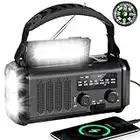 Kurbelradio mit 10000mAh Akku Wiederaufladbare, Tragbar Solar Radio Dynamo Radio mit AM/FM, Power Bank,LED Camping Licht,SOS-Alarm,Kompass,Kopfhöreranschluss