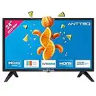 Antteq AB24F1D télévision 24 Pouces (TV 60 cm), Dolby Audio, Triple Tuner DVB-C/T2/S2, CI+, Connexion PC VGA, HDMI, Lecteur multimédia Via USB, Sortie Audio numérique, Mode Hôtel Inclus