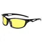 Lunettes de soleil de Vision Nocturne le Cyclisme en Cours D'exécution de Conduite de Pêche Hommes et Femmes Lentille Jaune (Cadre Noir)