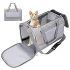 Sac Transport Chat Chien,Cage Transport Chat Respirant Aves Bandoulière Réglable,Tapis Amovible Doux,Caisse Transport Portable pour Chat Chaton Petit Chien Lapin Animal (Gray)