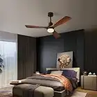 Chriari Modern Ceiling Fans with Lights, 3 Wood Fan Blades, 52" Black with Remote Control, Noiseless Reversible DC Motor for Bedroom/Living Room/Study/Patio