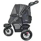 PETIQUE Chinook Black | Luxury Dog Stroller | One-Hand Fold | 12" Eva Tires Front and Rear for Extra Comfort | Reflective Binding | Holds Pet up to 23KG | Pet Carrier