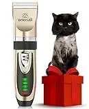 oneisall Tondeuse pour chats pour les poils emmêlés, Kit de toilettage pour chats à 2 vitesses, Tondeuse à cheveux sans fil et silencieuse pour chiens et chats (Or)