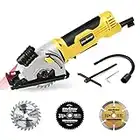 Mini Circular Saw, ENVENTOR 580W 4000RPM Compact Electric Circular Saws with 3 Blades(85mm), Laser Guide, Scale Ruler, Pure Copper Motor Mini Saw for Wood, Soft Metal, Tile, Plastic Corded