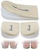 Urwalk 3 Layers Adjustable Supination & Over Pronation Corrective Shoe Inserts Medial Lateral Heel Wedge Lifts Self-Adhesive Gel Insoles for Foot Alignment, Knock Knee Pain - 6 Pieces (Beige)