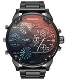 Diesel Montre pour Homme Mr. Daddy 2.0, Mouvement Chronographe, Boîtier en Acier Inoxydable Noir de 57 mm avec Bracelet en Acier Inoxydable, DZ7395