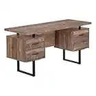 Monarch Specialties I 7416 Computer Desk, Home Office, Laptop, Left, Right Set-up, Storage Drawers, 60" L, Work, Metal, Laminate, Brown, Black, Contemporary