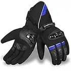 Hand Fellow Guantes de moto de invierno impermeables para invierno, guantes térmicos para pantalla táctil, nudillos duros (azul, L)