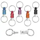 6 PCS Quick Release Detachable Keychain, Linkstyle Double Rings Detachable Pull Apart Keychain, Spring Split Snap Seperate Chain Lock Holder for Bag Purse Belt Convenient Accessory Gift, Multicolor