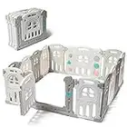 Play22 Foldable Baby Playpen 14 Panel - Kids Activity Center - Play Yard for Babies - Safety Gates for Indoor and Outdoor - Adjustable Shape - NO BPA