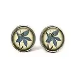 bab Something Blue Wedding Boutons de Manchette avec Motif Fleur d'Iris, Fleur pressée pour Mariée, Mariage Naturel, Mariage Forêt