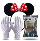 TK Gruppe Timo Klingler 2 in 1 - Minnie Mini Maus Ohren Kostüm Set mit Handschuhen und Mausohren für Damen an Fasching & Karneval