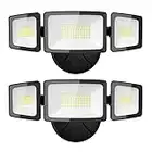 Olafus 55W Flood Lights Outdoor, 2 Pack LED Security Lights 5500LM, 6500K Outdoor Flood Light Fixture, 3 Adjustable Heads, IP65 Waterproof Black Exterior Flood Light for Yard, Garage, Wall/Eave Mount