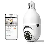 Light Bulb Security Camera，AIKELA 2.4GHz WiFi Wireless Outdoor Camera，360 Degree Pan/Tilt Indoor Surveillance Camera with Human Motion Detection Alarm Night Vision Two-Way Talk Remote View， Works with Alexa