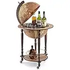 Zoffoli Globo Bar Da Vinci Rust 40 cm mappamondo house bar con ruote girevoli - mobile bar vano bevande in noce per whisky e bevande