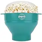 The Original Popco Silicone Microwave Popcorn Popper with Handles, Silicone Popcorn Maker, Collapsible Bowl Bpa Free and Dishwasher Safe - 15 Colors Available (AQUA)