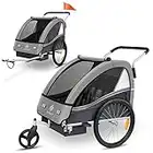 KESSER® Kinderanhänger Fahrradanhänger Sport-RX 2 in 1 Joggerfunktion Kinderfahrradanhänger + 5-Punkt Sicherheitsgurt 360Ḟ-Vorderrad Jogger Buggy Fahrrad Anhänger 1 bis 2 Kinder max. 40kg, Hellgrau