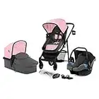 Kinderkraft Carrito Bebé 3 en 1 JULI, Silla de Paseo, Silla Coche, Accesorios, Rosa