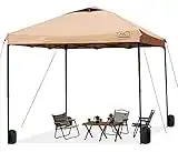 KAMPKEEPER 10x10 Pop Up Commercial Canopy Tent - Waterproof & Portable Outdoor Shade with Adjustable Legs, Air Vent, Carry Bag & Sandbags (Khaki)