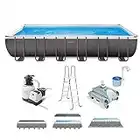 Intex 26363EH Ultra XTR 24 Ft x 12 Ft x 52 in Frame Above Ground Rectangular Pool with Pump, Automatic Vacuum Cleaner & Automatic Mounted Skimmer