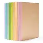 feela Kraft Notizbuch A5 liniert, 16 Notizbücher Set, Notizheft mit Regenbogen Rücken in 8 Pastell Farben, 60 Seiten, 21x14cm, Notizblock Set geeignet für Büro & Schule, Kraftpapier, Din A5