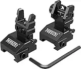 Feyachi Flip Up Sights Front and Rear Iron Sight Set Folding Sight fits Picatinny (Tool Free Adjustment