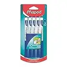 Maped - 5 Feutres effaçables à Sec Marker’Peps + 1 Chiffonnette - Feutres pour Ardoise et Tableau Blanc - Marqueurs non Permanents bleus - Pointe Medium 1, 5 mm