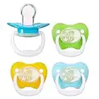 Amazon Brand - Mama Bear Glow-in-the-Dark Baby Pacifier, Stage 2 (6-12M), BPA Free, Assorted Colors, 4 count (Pack of 1)