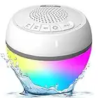 Pyle Floating Pool Speaker with Lights, IP68 Waterproof Portable Bluetooth Speakers, Stereo Surround Sound Outdoor Wireless Speaker for Pool Beach Shower Hot Tub Travel, 50 ft Range, USB Rechargeable