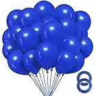 Royal Blue Balloons 12 inch, 100 Pack Royal Blue Latex Balloons Helium Quality for Graduation Birthday Baby Shower Wedding Halloween Party Decorations (with Blue Ribbon)