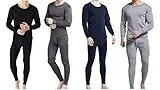 Goyoma Men Winter Fleece Lined 100% Cotton Thermal Long Johns Top Bottom Underwear Set (as1, alpha, l, regular, regular, Dary Gary, L)