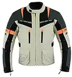 GEARX Tornado - Chaqueta impermeable reflectante para motocicleta, para viajes, aventuras, viajes, gris, L Alto