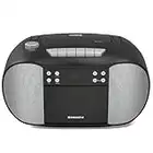 Oakcastle BCX10 Lecteur CD Portable Boombox | Lecteur de Cassettes et Radio FM | Son stéréo 2.0 | 15 Heures d'autonomie avec Piles | Radio avec Lecteur CD | Lecteur de Cassettes Portable léger