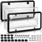 License Plate Covers, 2 Pack Clear License Plate Frame, Licence Plate Protector with 4 Holes Screw and Caps