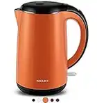 Secura SWK-1701DB The Original Stainless Steel Double Wall Electric Water Kettle 1.8 Quart, Orange