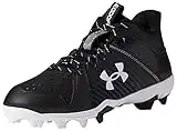 Under Armour Men's Leadoff Mid Rubber Molded Baseball Cleat Shoe, (001) Black/Black/White, 10.5