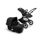 Bugaboo Fox 3, nuestro sistema de viaje 2-en-1 más cómodo: carrito todoterreno, capazo con ventilación avanzada, chasis negro, capazo y capota Midnight Black