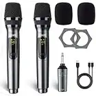 LEKATO Wireless Microphone, Rechargeable Wireless Microphone Karaoke Microphone Handheld Dynamic Microphone with Receiver System Set - Professional Dual Wireless Mic for Singing Karaoke Speech Church