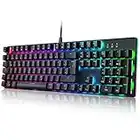 Tastiera Gaming Meccanica, 105 Tasti Retroilluminati RGB, Layout Italiano QWERTY, Switch Red Tastiera da Gioco, Tasti Personalizzabili, Pannello Metallico, USB Tastiera Gaming per PC, Laptop