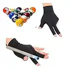 AYNEFY Snooker Glove Left Hand 3 Fingers Snooker Billiard Gloves Elastic Sweat Proof Shooter Cue Pool Gloves for Man Woman, Black, One Size