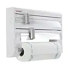 Leifheit Portarrollos de pared Parat ComfortLine para 3 rollos, porta rollos con cuchillas para un corte limpio, portarrollos de cocina de plástico