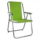 ASAB Folding Garden Patio Spring Deck Chair With Arms & Comfortable Fabric Seat Picnic Camping Beach Fishing Outdoor - Green