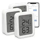 SwitchBot │ Innenraum-Thermometer und Hygrometer, 3er-Pack, Innenraum-Temperatur- und Luftfeuchtigkeitssensor mit intelligenter Warnung und Datenspeicherung für 68 Tage, 3" Bluetooth-Thermometer